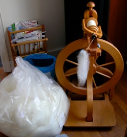 spinning white fleece